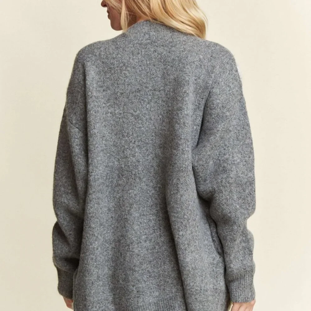 Women's Floral Two-Tone Cardigan with Pockets - Picture 5 of 7